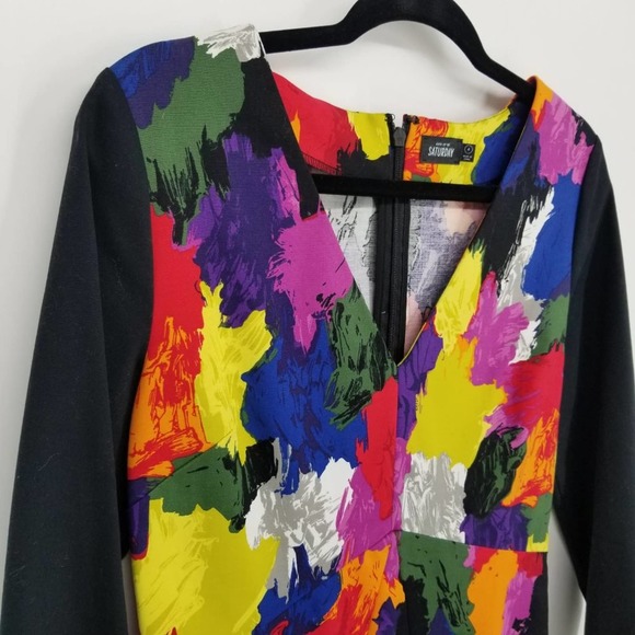 Kate Spade Saturday Color Splash Mini Sheath Dress 4 Cotton Abstract Art to Wear - Picture 5 of 9